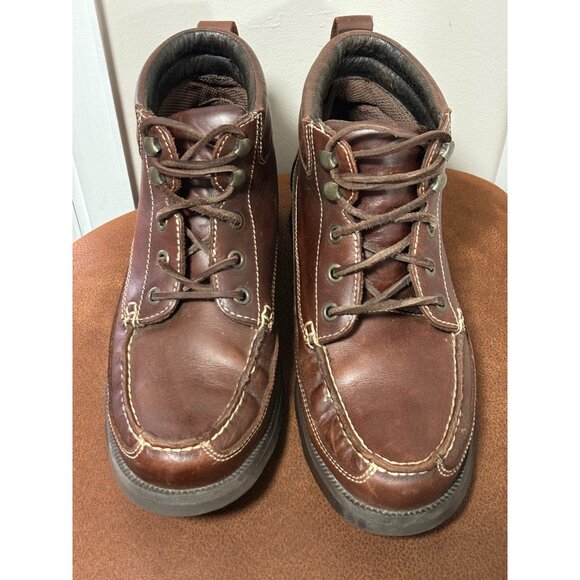 CABELAS MENS SIZE 8W VIBRAM BROWN MID TOP BOOTS LACE UP CASUAL WORK Y2K HUNTING - Picture 3 of 9